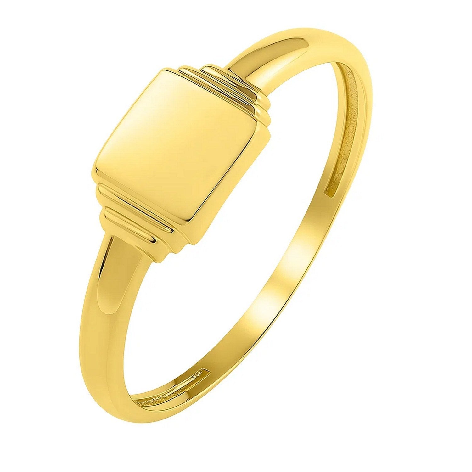 Mini Signet Ring in 14K Yellow Gold (2.00 mm) in a sleek high-contrast midnight luxury editorial style